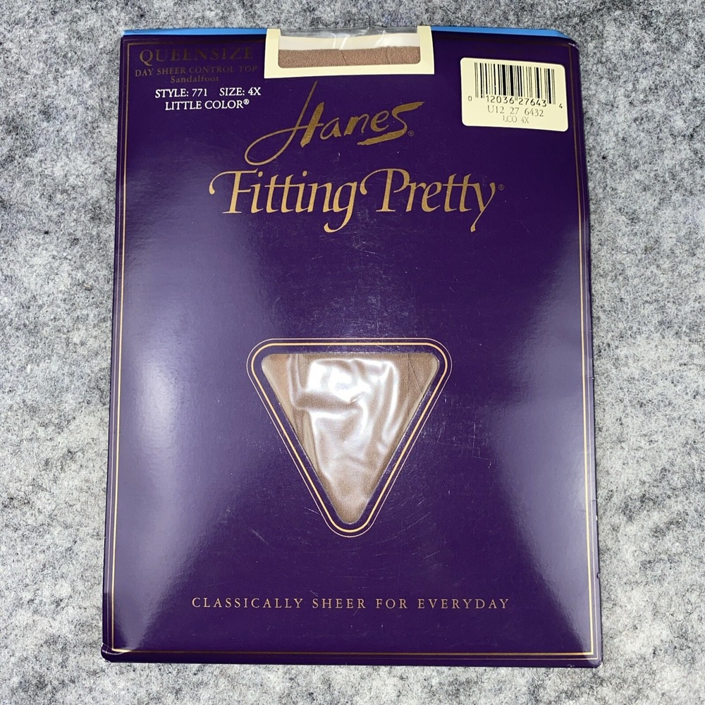 Hanes Fitting Pretty Control Top Pantyhose 4X Day Sheer Sandalfoot Little Color